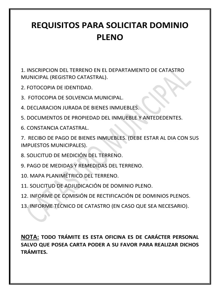 Requisitos para Solicitar Dominio Pleno PDF