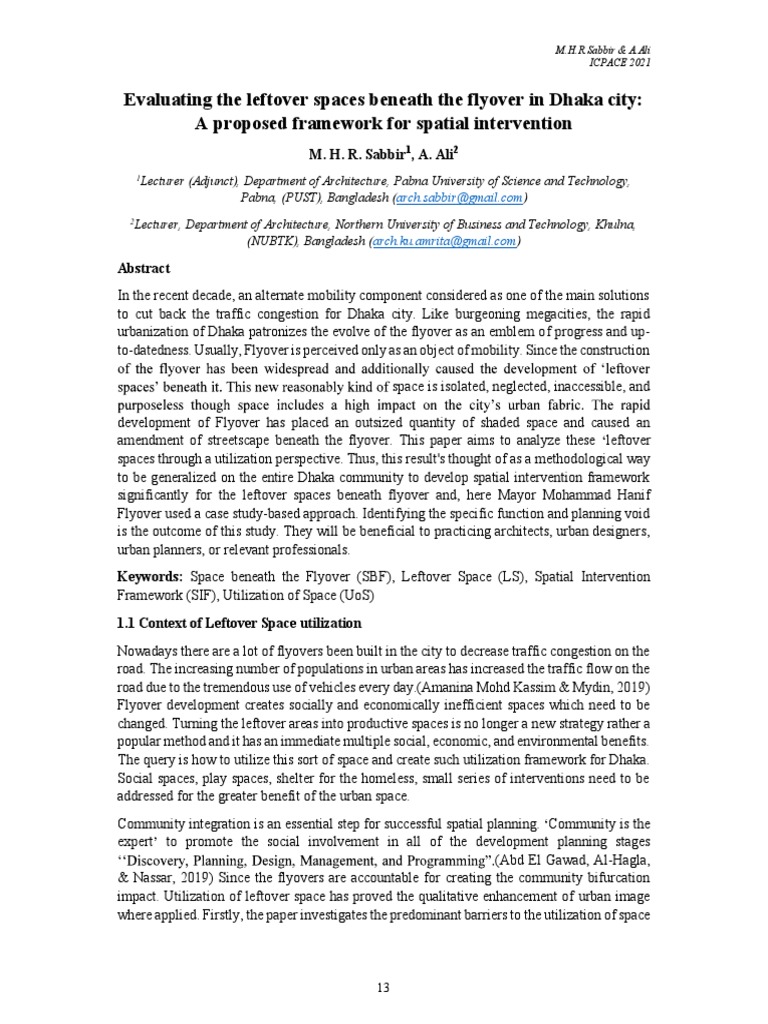 Evaluating The Leftover Spaces Beneath The Flyover PDF Space Road