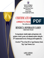 Certificate Commencement Speaker