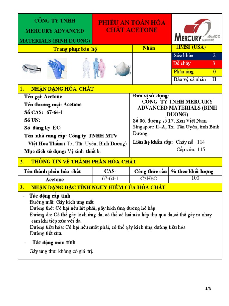 MSDS Acetone Toluen PDF