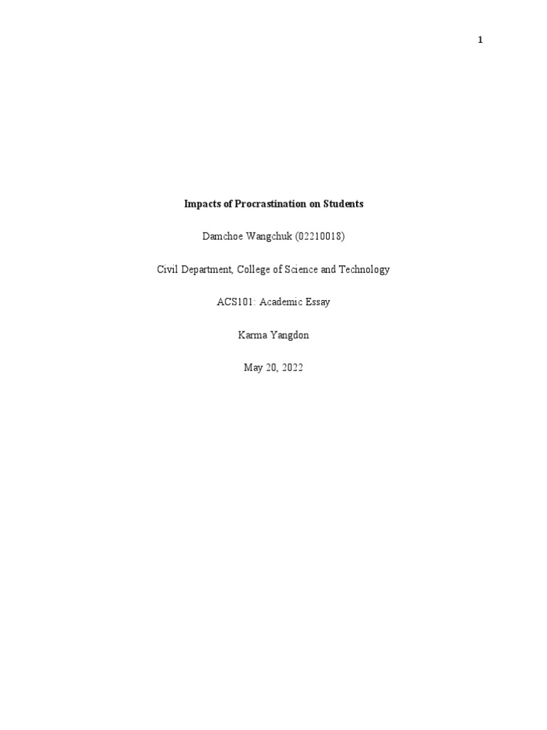 Negative Effects of Procrastination on Students | PDF | Professional ...
