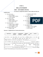 Unit 1 Relationships: A. Vocabulary: Family - Describing People