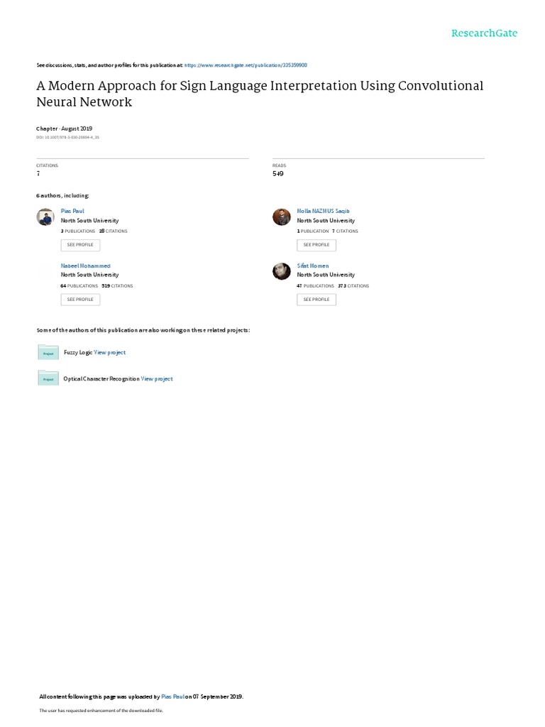 A Modern Approach For Sign Language Interpretation Using CNN | PDF ...