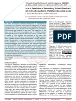 Emotional Intelligence As A Predictor of Secondary School Students' Academic Achievement in Mathematics in Onitsha Education Zone