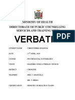 Verbatim: Ministry of Health Directorate of Public Counselling Services and Training Unit