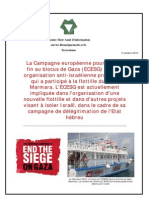 La Campagne Européenne Pour Mettre Fin Au Blocus de Gaza (ECESG) Est Une Organisation Anti-Israélienne Pro-Hamas Qui A Participé À La Flottille Du Mavi Marmara