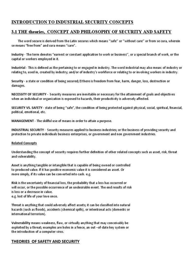 Introduction To Industrial Security Concepts 3.1 The Theories, Concept
