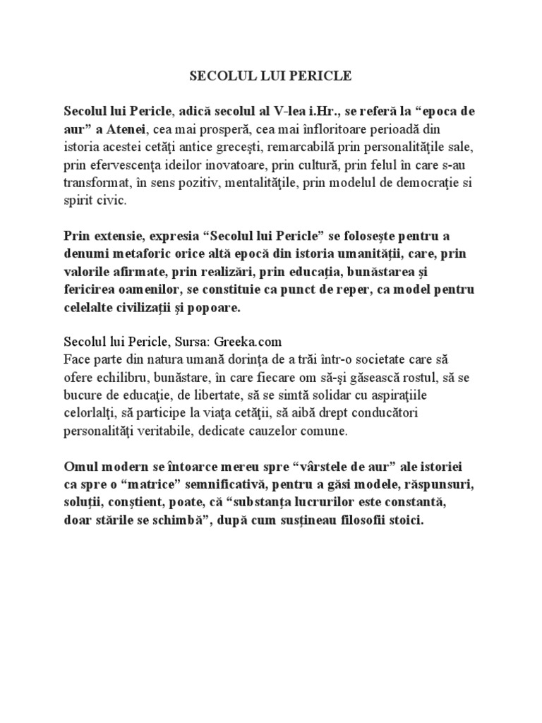 Secolul Lui Pericle | PDF