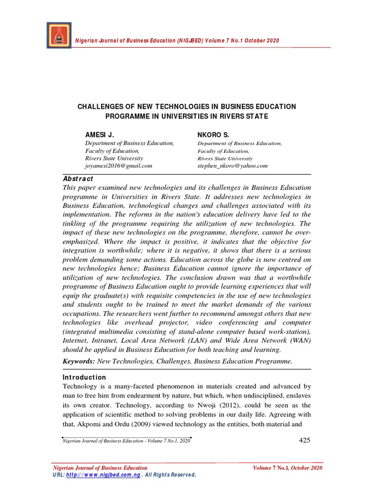 Challenges of Tech in Nigerian Business Education | PDF | Information ...