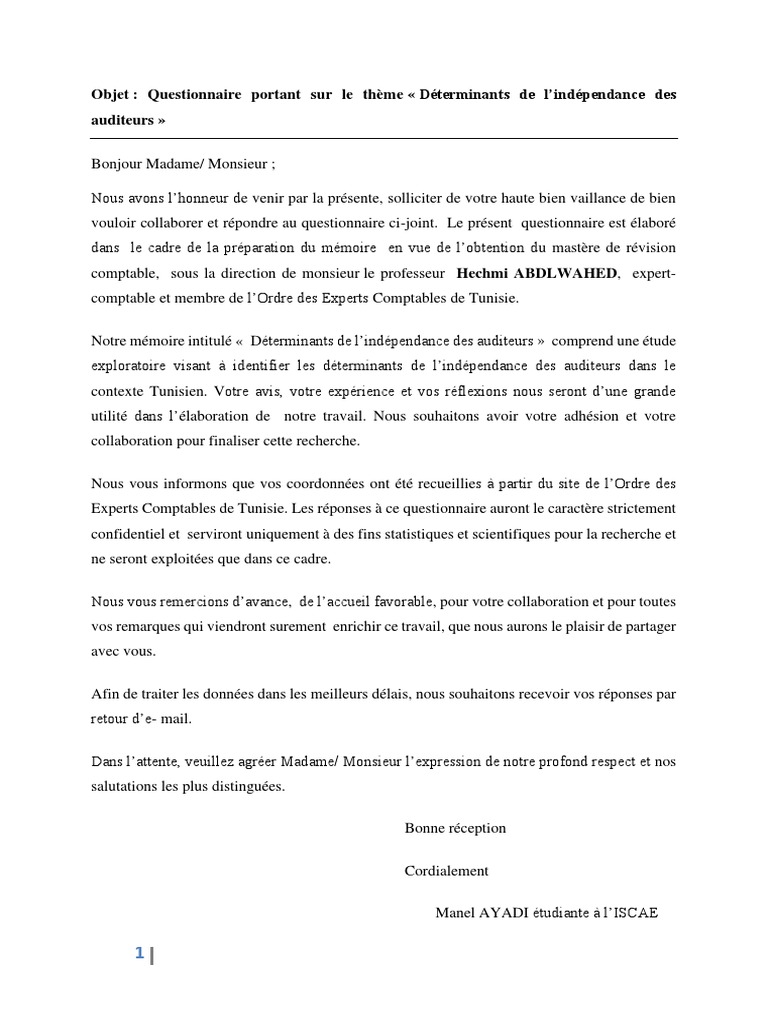 Introduction Questionnaire Mémoire – QRMM