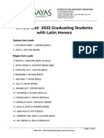 2022 Final List of Graduates with Latin Honors