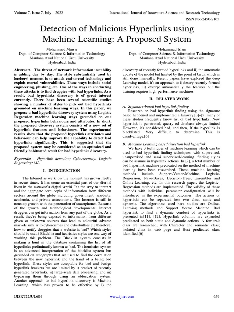 Malicious Hyperlink Detection with ML | PDF | Machine Learning ...