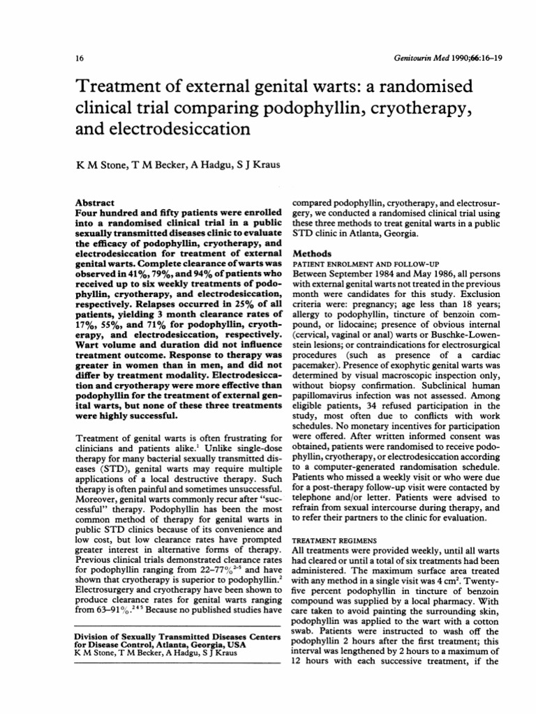 2 Treatment of External Genital Warts A Randomised Clinical Trial