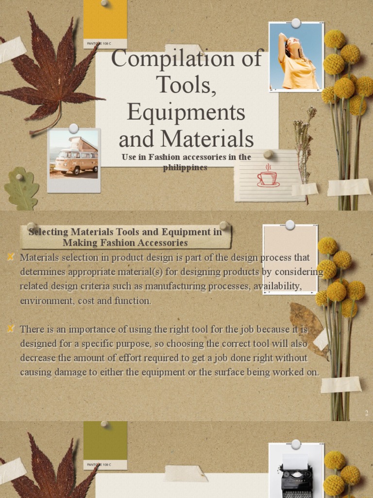 Compilation of Tools, Equipments and Materials Use in Fashion