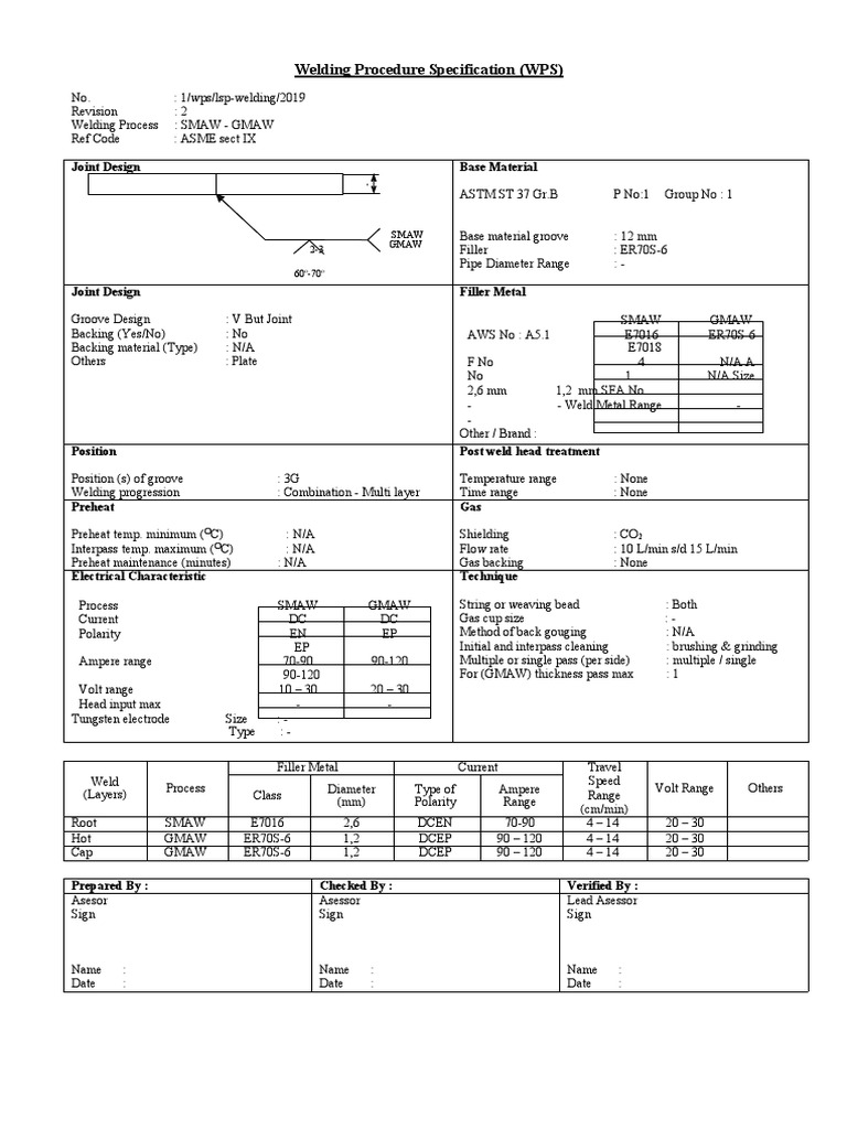 Welding Procedure Specification WPS 1 | PDF | Welding | Construction