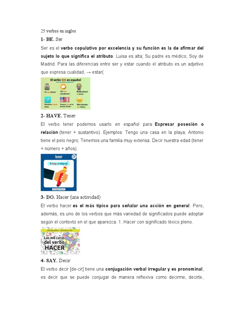 25 Verbos en Ingles | PDF | Verbo | Pensamiento