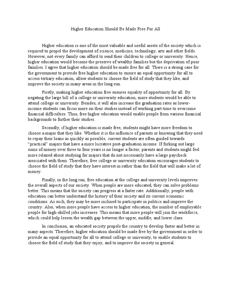 Free Higher Education for All | PDF | Higher Education | University