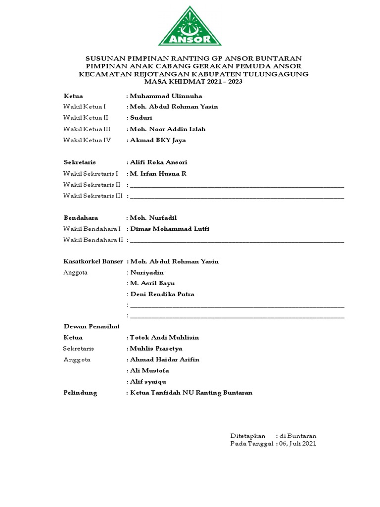 Susunan Pengurus Pimpinan Ranting | PDF | Perjalanan