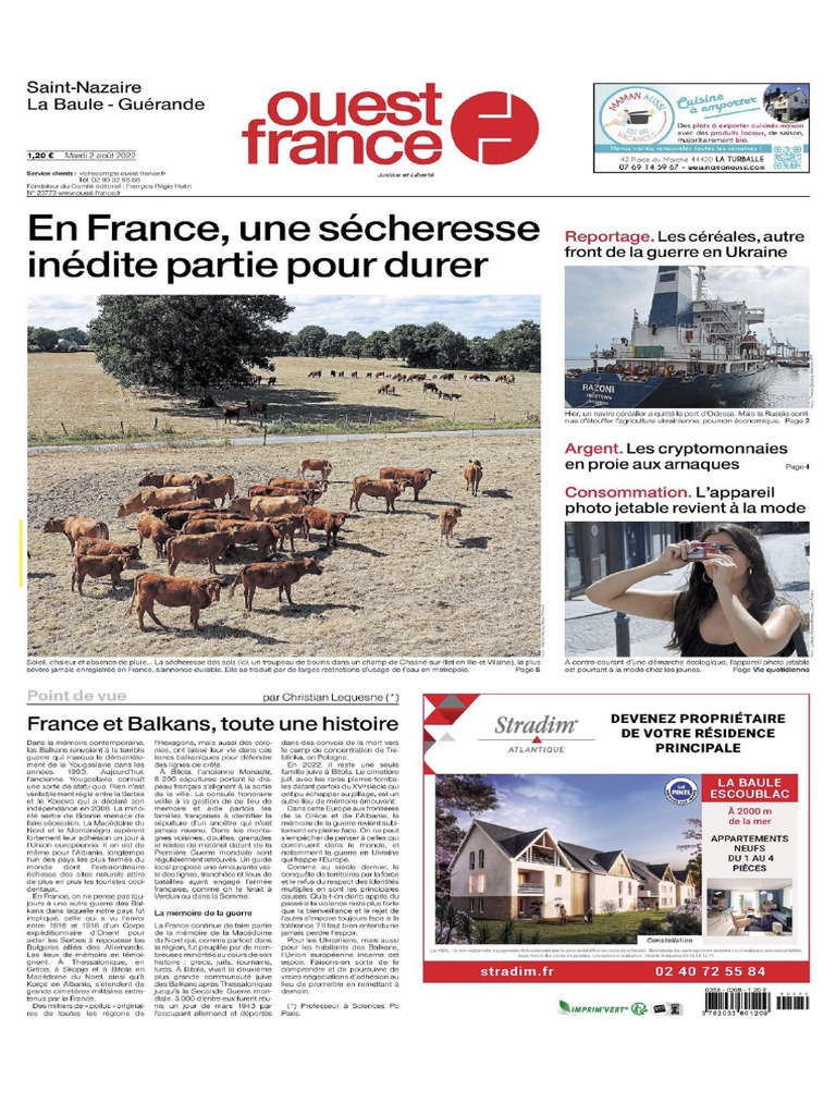 Journal OuestFrance SaintNazaire La Baule Guerande Du 2 Aout PDF