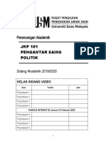 Perancangan Akademik 20192020 JKP 101 Pengantar Sains Politik