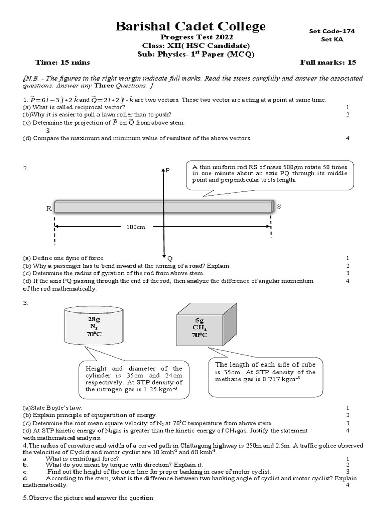 HSC Physics Progress Test 2022 | PDF | Acceleration | Divergence