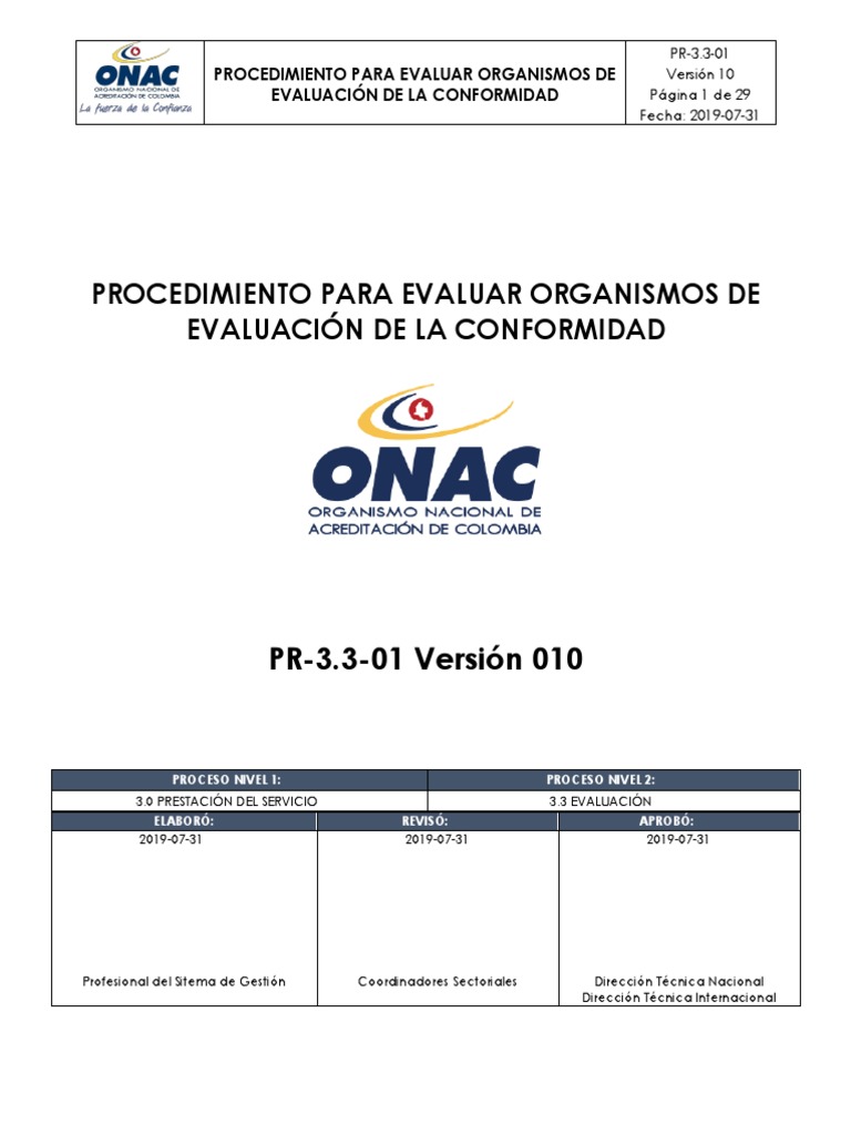 PR-3.3-01 Procedimiento para Evaluar OEC V10 | Download grátis PDF ...