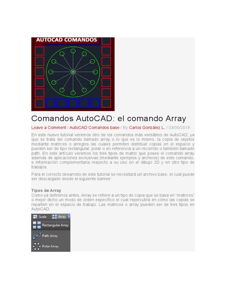 Comando Array AutoCAD | PDF | Estructura de datos de matriz | Matriz ...