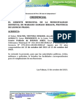 CREDENCIAL DE LA JUNTA VECINAL DEL CENTRO POBLADO DE BUENOS AIRES DE 13 de Octubre DEL 2021