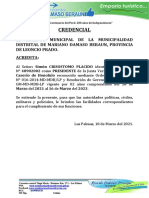 Credencial de La Junta Vecinal Caserío Honolulo - 16 de Marzo Del 2021