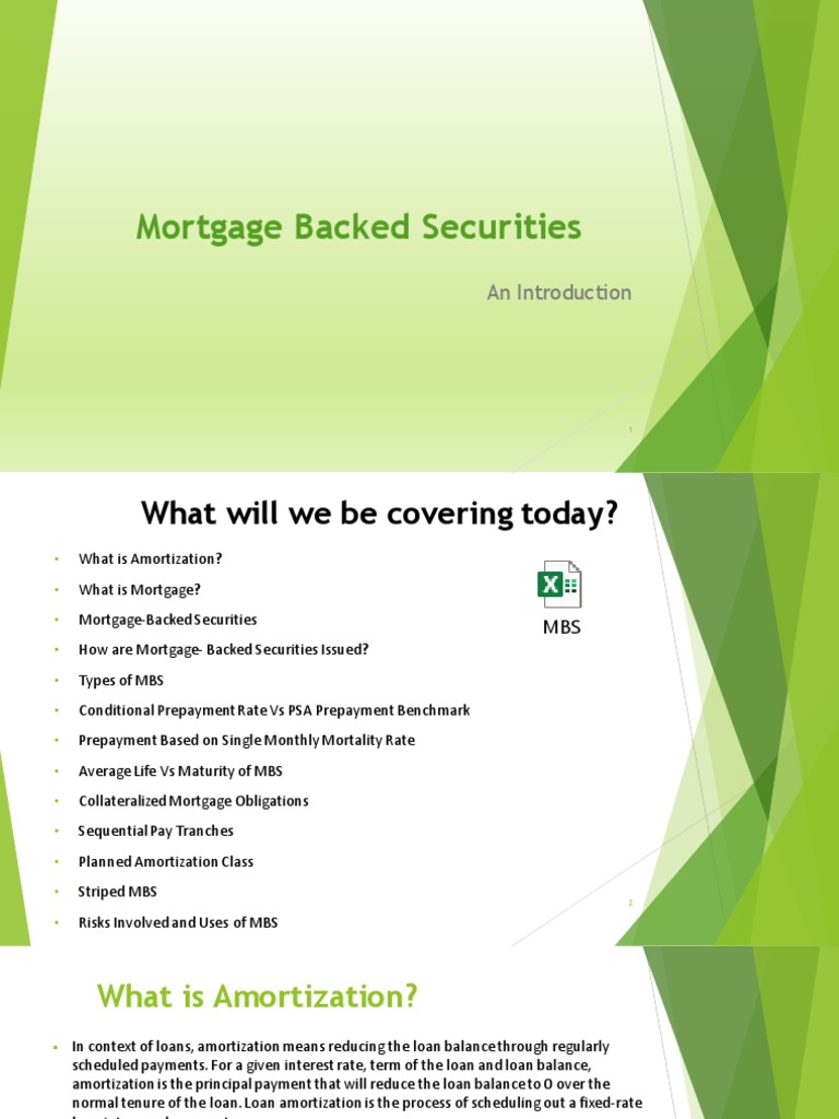 Mortgage Backed Securities PDF Mortgage Backed Security Mortgage Loan