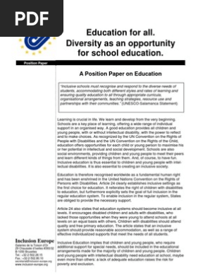 Education Position Paper Final 1 Inclusion Education Intellectual Disability