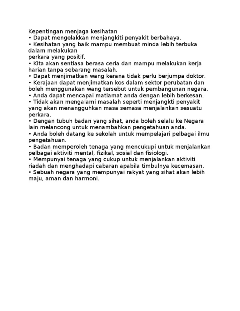 Kepentingan Menjaga Kesihatan  PDF