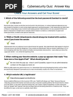 Cybersecurity Quiz Answer Key