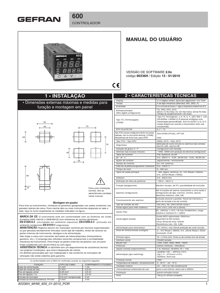 Manual do Controlador Gefran 600 | PDF | Relé | Bens manufaturados