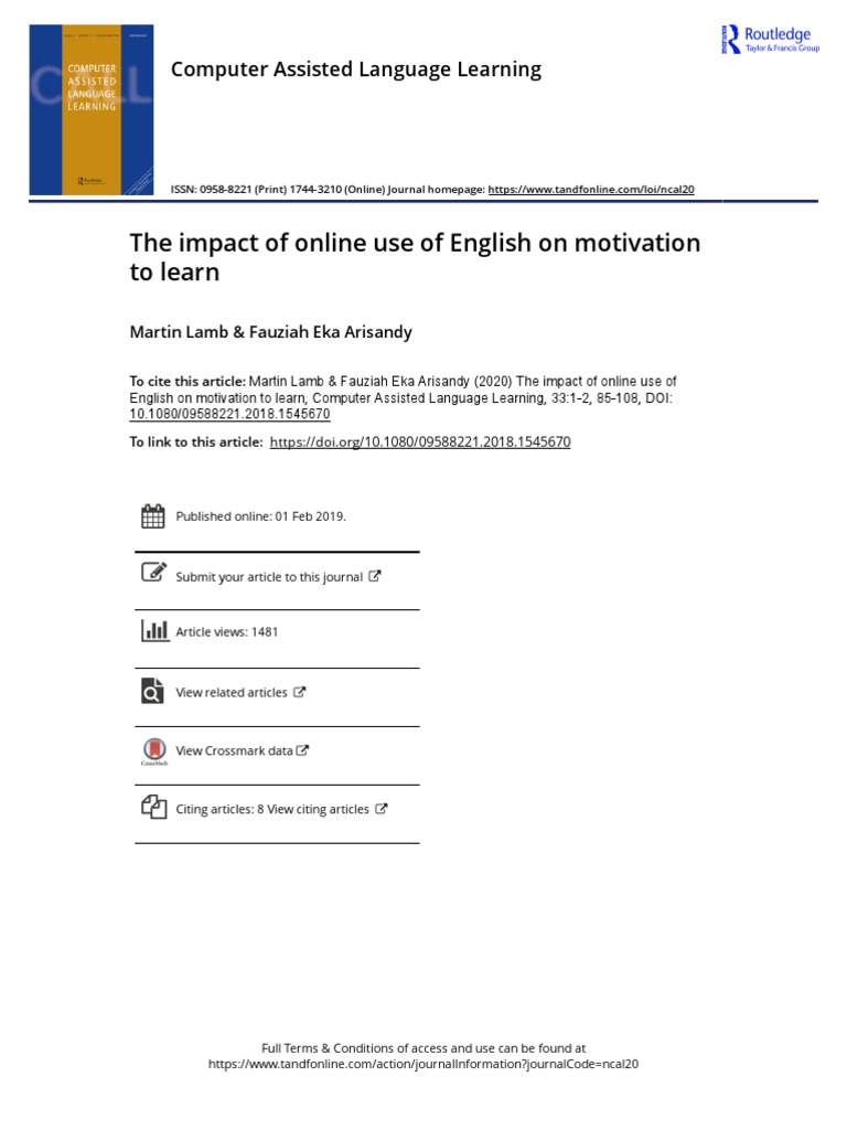 2020 The Impact of Online Use of English On Motivation To Learn | PDF ...