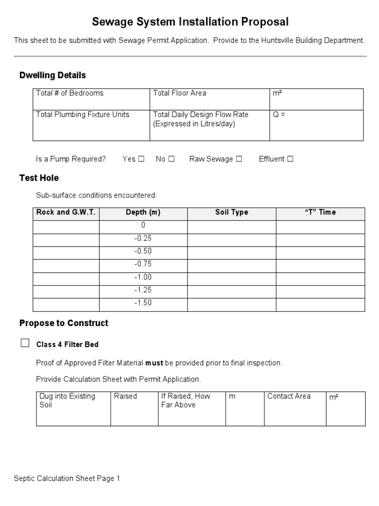 Septic System Design Calculation Sheet | PDF | Septic Tank | Toilet