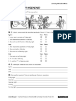 How Was Your Weekend?: Unit 7 Listening Worksheet Notes