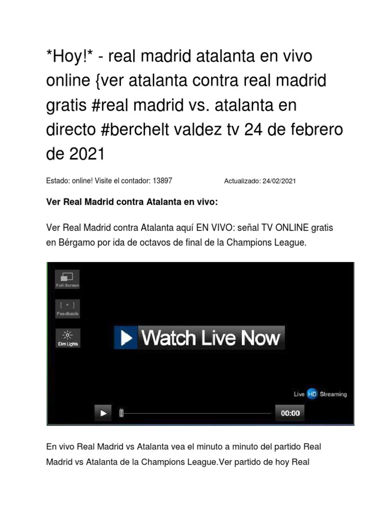 Real Madrid Atalanta en Vivo Online | PDF | Liga de Campeones de la ...