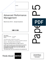 Advanced Performance Management: March/June 2016 - Sample Questions