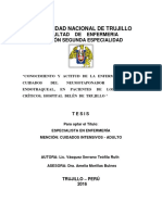 Universidad Nacional de Trujillo: Facultad de Enfermeria Sección Segunda Especialidad