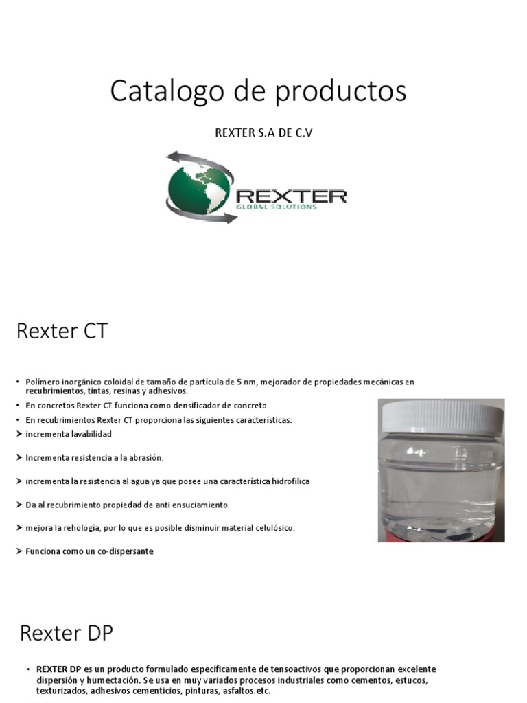 Catálogo de productos Rexter S.A. | PDF | Tensioactivo | Química
