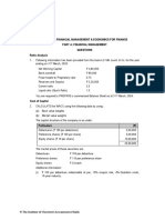 Paper - 8: Financial Management & Economics For Finance Part A: Financial Management Questions Ratio Analysis