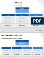 Org Charts With Lists (1+3) : Placeholder For Your Own Sub Headline