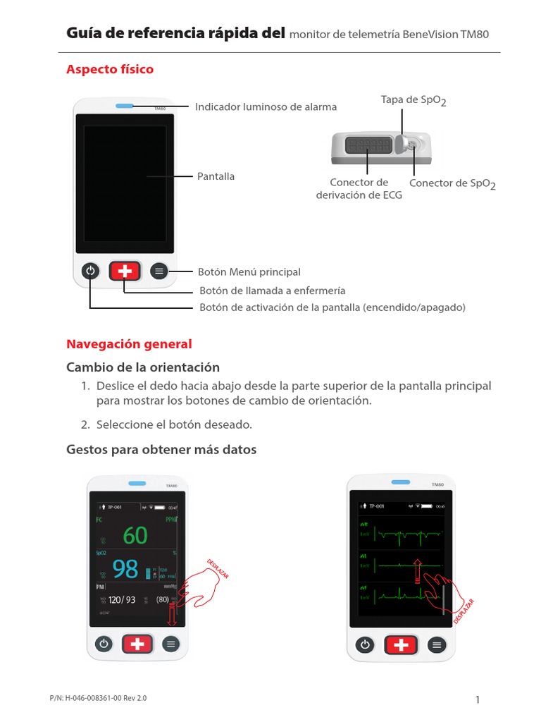 H-046-008361-00 BeneVision TM80 Telemetry Monitor Quick Reference Guide ...