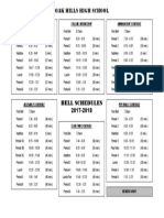Oak Hills High School Bell Schedules
