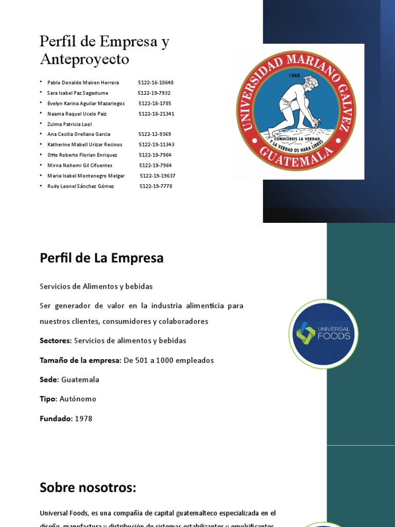 Perfil de Empresa: Universal Foods | PDF | Salsa | Calidad (comercial)