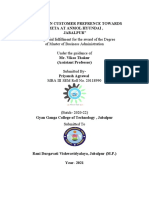 CUSTOMER PREFERENCE PROJECT REPORT MBA 3rd Sem 2022