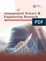Journal of Management Science & Engineering Research - ISSN: 2630-4953