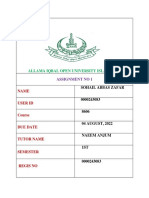 Allama Iqbal Open University Islamabad: Assignment No 1