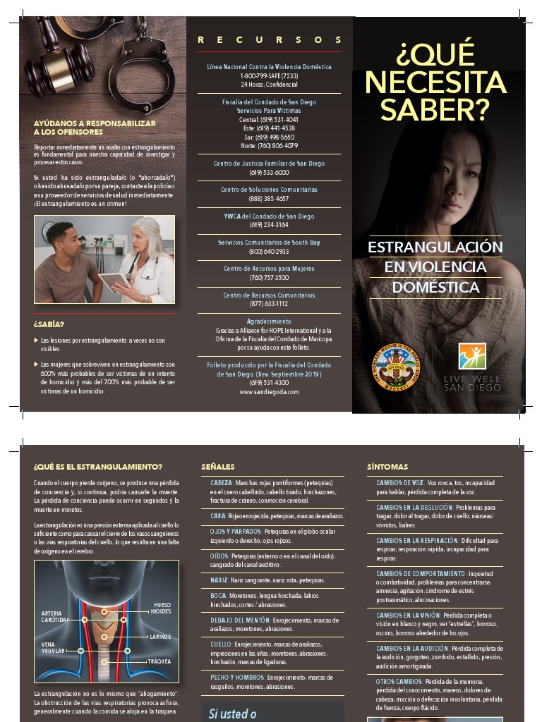 DV Strangulation Brochure (2 Sides) - Spanish | PDF | Respiración ...